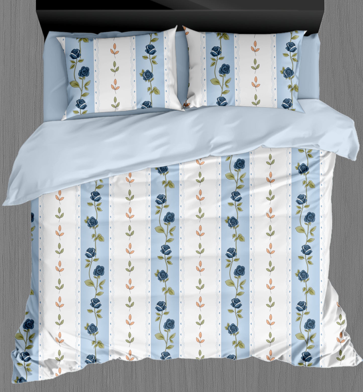 Crest Bed Sheet with Pillow Cover Stripes