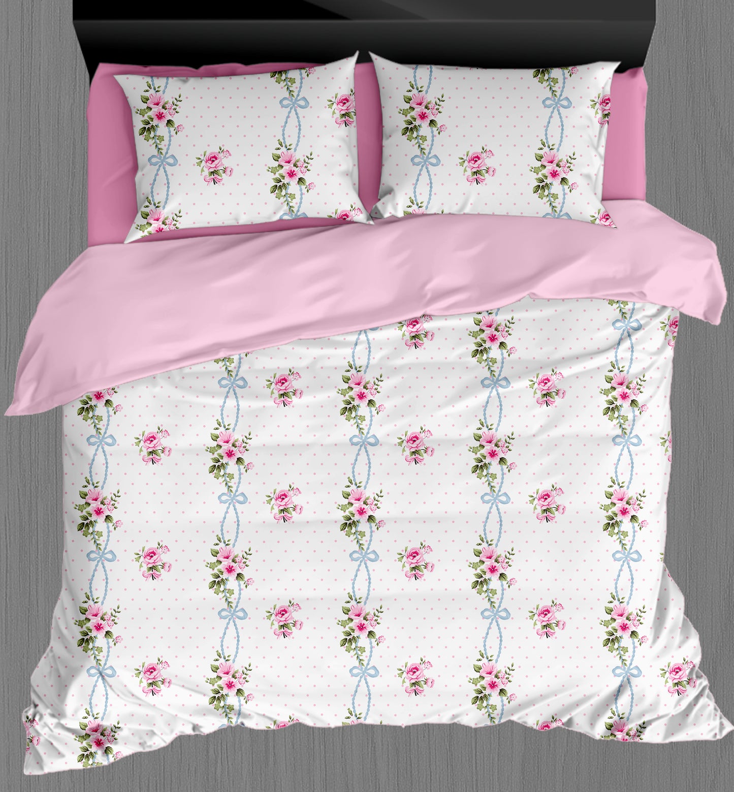 Crest Bed Sheet with Pillow Cover Stripes