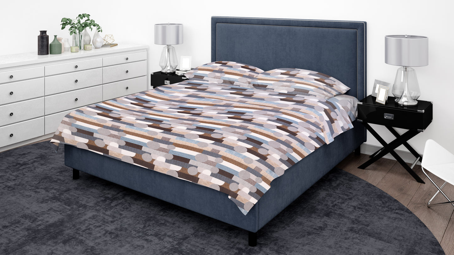 Crest Bed Sheet with Pillow Cover Stripes