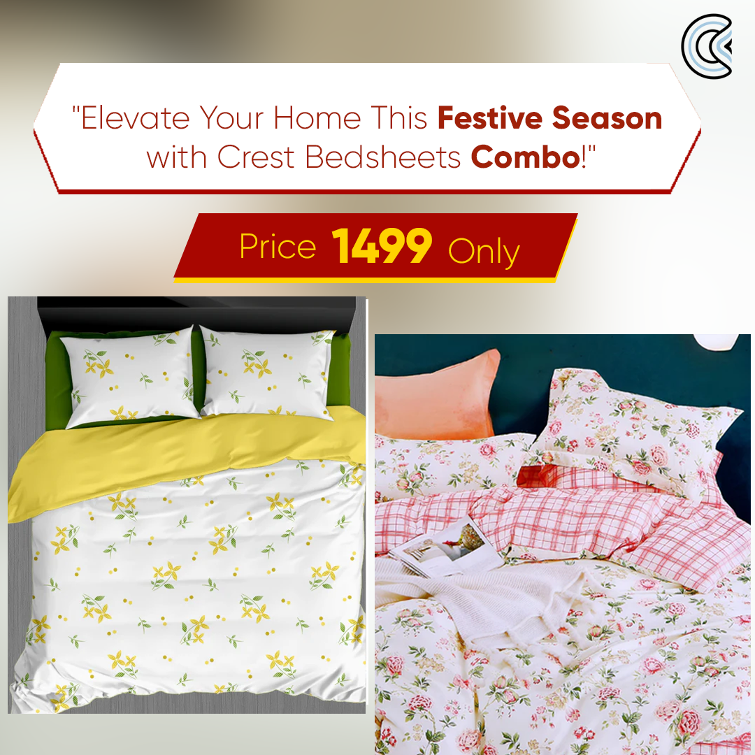 Crest Combo Offer Pack of 2 Bedsheet