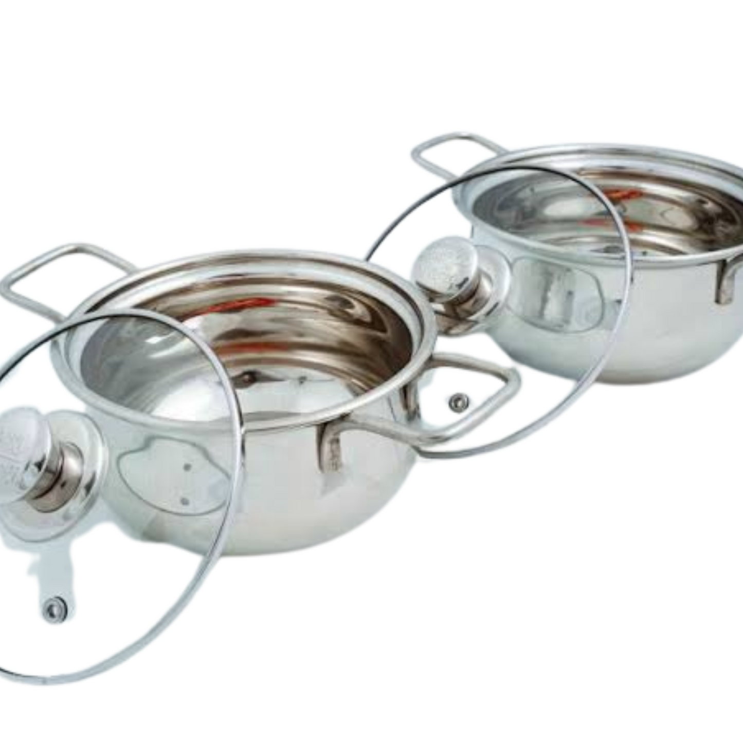 Crest Stainless Steel Handi With Glass Lid pack of 2