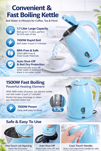 Galaxy Electric Kettle 1500 Watt, 1.8 Liter