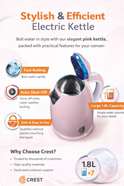 Galaxy Electric Kettle 1500 Watt, 1.8 Liter|Pink