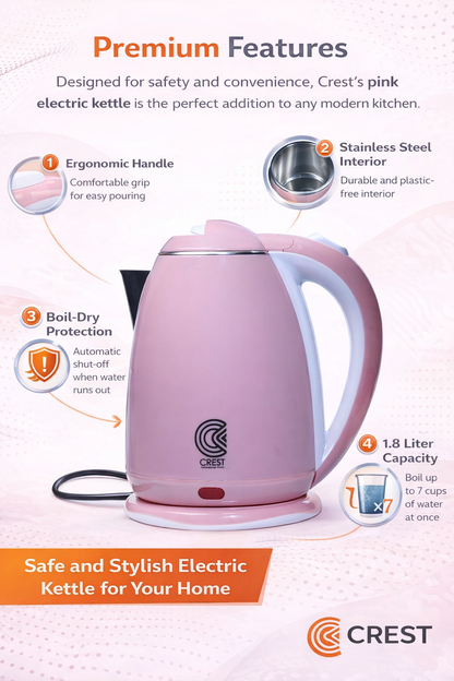 Galaxy Electric Kettle 1500 Watt, 1.8 Liter|Pink