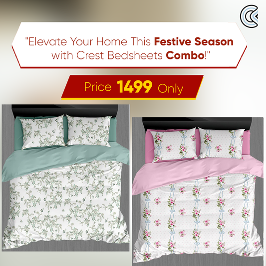 Crest Combo Offer Pack of 2 Bedsheet