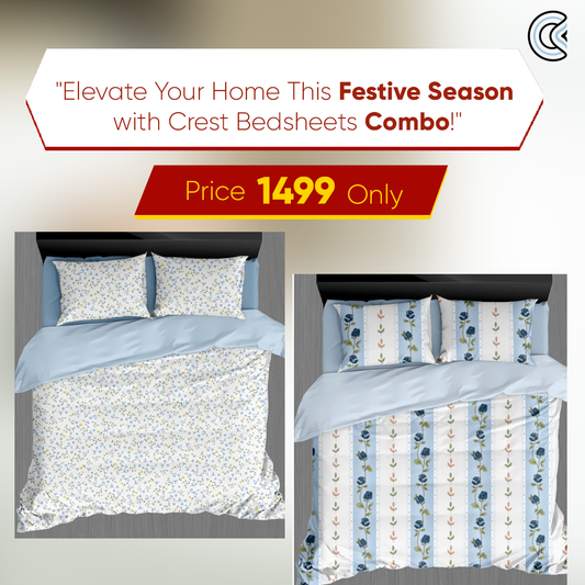 Crest Combo Offer Pack of 2 Bedsheet