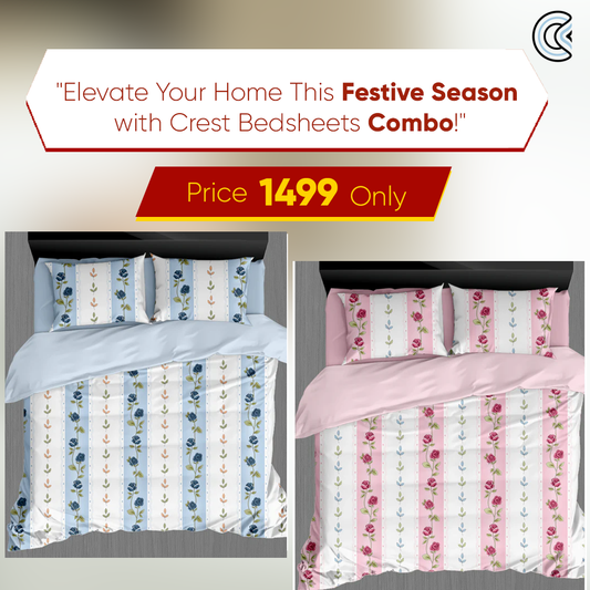 Crest Combo Offer Pack of 2 Bedsheet